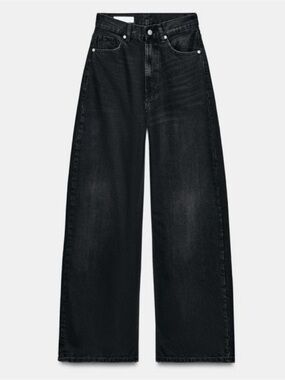 ZARA TRF „Extra Wide Leg“ High-Waist Black Denim Jeans